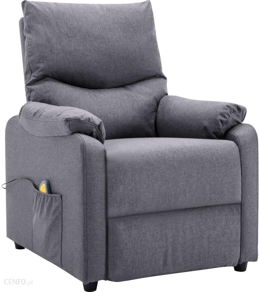 Išskleidžiamas televizoriaus fotelis su masažu, šviesiai pilkas, audinys