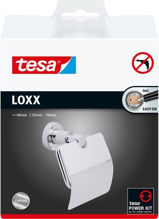 Tesa Loxx Uchwyt na papier toaletowy z wieczkiem, mocowany bez wiercenia (40273)