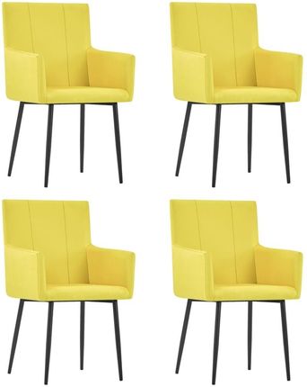 Krzesła stołowe z podłokietnikami, 4 szt., żółte, obite tkaniną