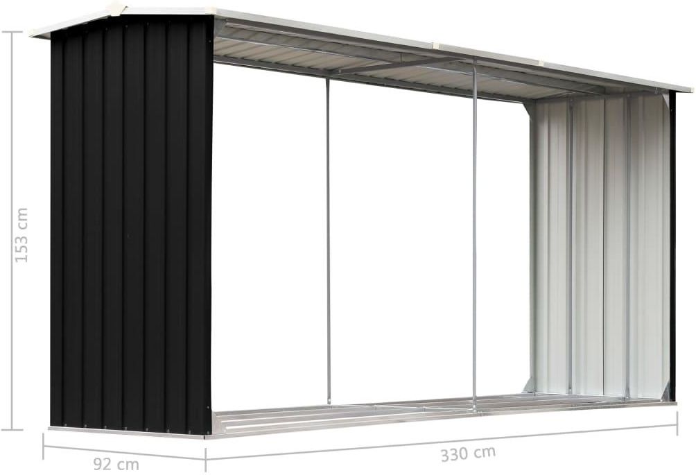 Vidaxl Wiata Na Drewno 330X92X153 Cm Antracyt (47088) - zdjęcie 5 Vidaxl Wiata Na Drewno 330X92X153 Cm Antracyt (47088)