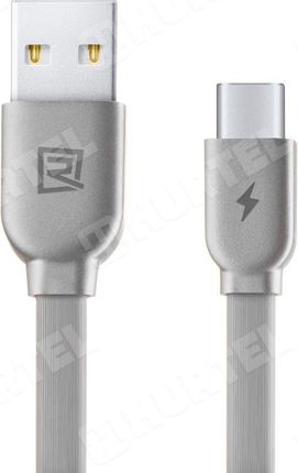 Kabel USB REMAX Remax RC-047a płaski kabel USB / USB Typu C 1M srebrny