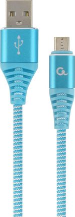 Kabel USB Gembird Kabel USB 2.0 (AM/microUSB M) 1m oplot tekstylny turkusowo-biały Gembird