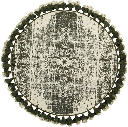 Beliani Ręcznie tkany bawełniany dywan biało-zielony postarzany vintage Kahta