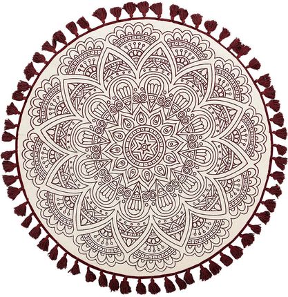 Beliani Dywan ozdoba okrągły 120 cm bawełniany orientalny wzór czerwono-kremowy Ayakli