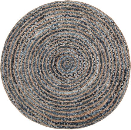 Beliani Klasyczny okrągły dywan 120 cm juta bawełna niebiesko-beżowy Maslak