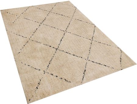 Beliani Nowoczesny długowłosy dywan w romby prostokątny 160 x 230 cm beżowy Mutki