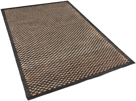 Beliani Rustykalny dywan ze skóry i juty prostokątny 140 x 200 cm czarno-beżowy Gerce
