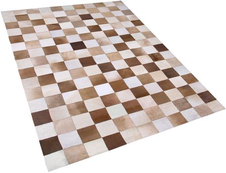 Beliani Rustykalny dywan chodnik skórzany prostokątny 160 x 230 cm brązowy Solmaz