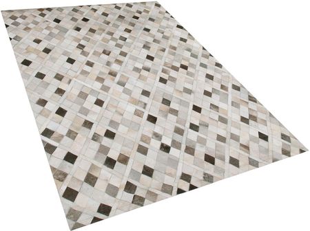 Beliani Dywan wielokolorowy skórzany 140 x 200 cm patchwork wzór geometryczny Hirka