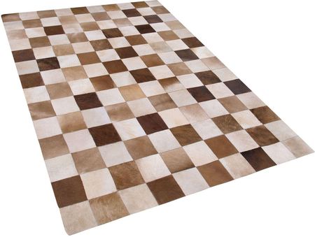 Beliani Rustykalny dywan chodnik skórzany prostokątny 140 x 200 cm brązowy Solmaz