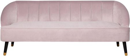 Beliani Retro sofa 3 osobowa tapicerowana welurowa pikowane oparcie różowa Alsvag