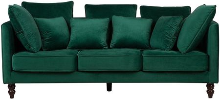 Beliani Sofa zielona glam z dodatkowymi poduszkami 3-osobowa Fenstad