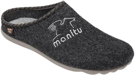 Kapcie MANITU 220247-9 Grafitowe Pantofle domowe Ciapy zdrowotne