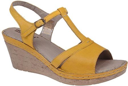 Sandały MANITU 910508-6 Gelb Żółte na koturnie
