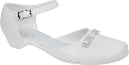 Pantofelki buty komunijne dla dziewczynki KMK 162 Białe kokardka