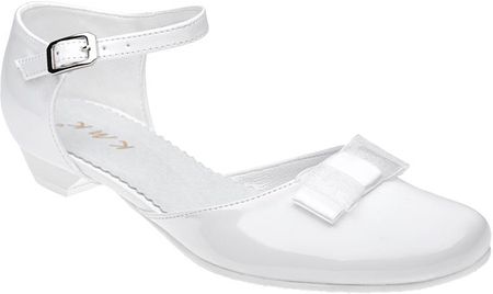 Pantofelki buty komunijne dla dziewczynki KMK 204 Białe Lakierki