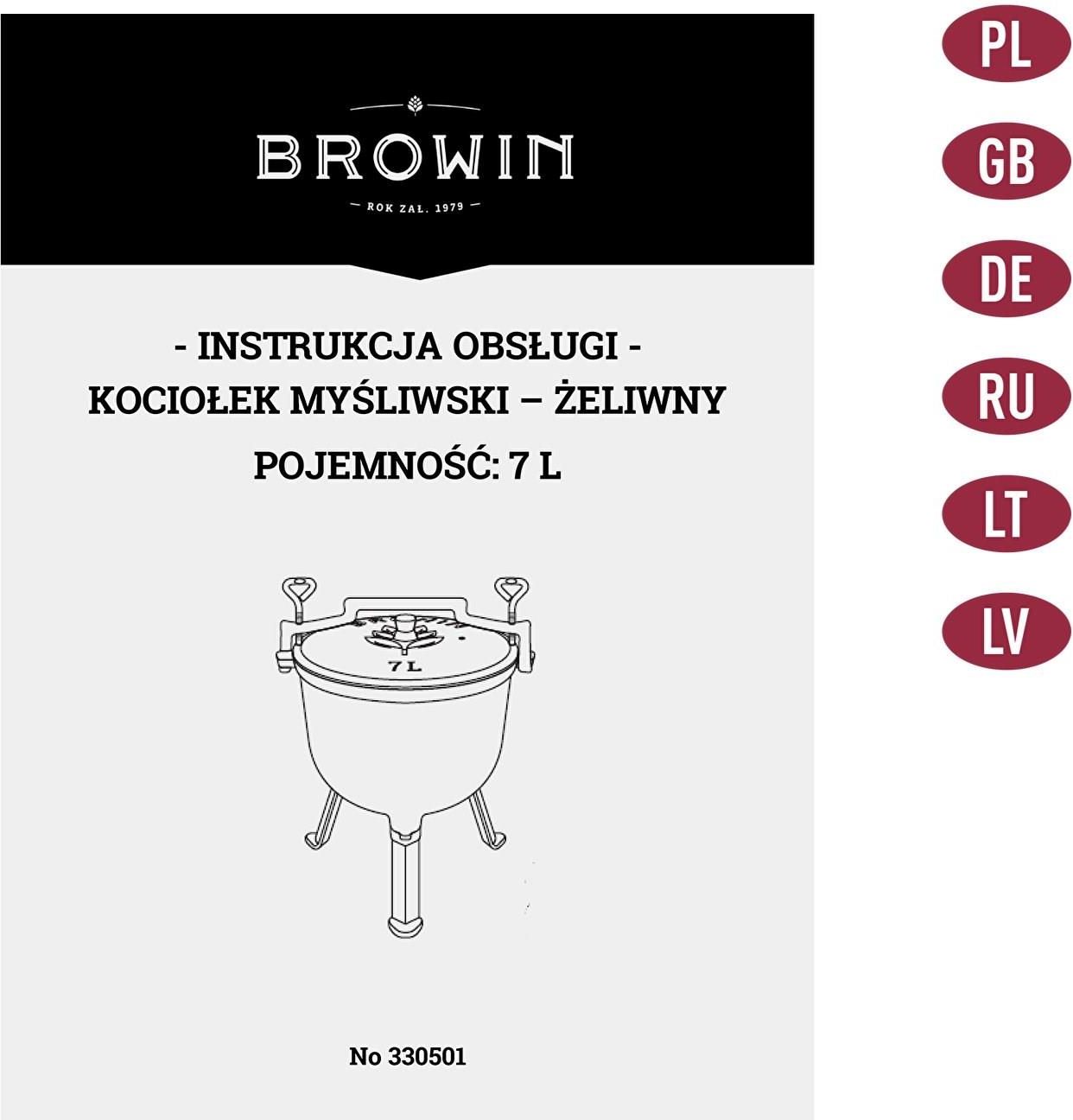 BROWIN Kociołek myśliwski 7l żeliwny PAN KOCIOŁ (330501)