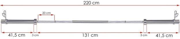 Springos Gryf Prosty Olimpijski 220cm 50mm Zaciski - zdjęcie 8 Springos Gryf Prosty Olimpijski 220cm 50mm Zaciski