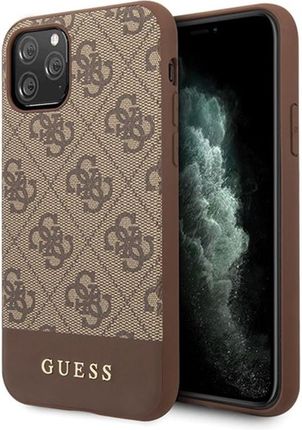 Guess 4G Bottom Stripe Collection Etui iPhone 11 Pro Max Brązowy (GUHCN65G4GLBR)