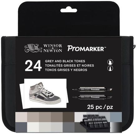 Winsor & Newton Promarker Czarne I Szare Odcienie 24Szt
