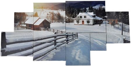Ewax Zestaw 8 Obrazków Z Domem Zimowy 40X80 Cm