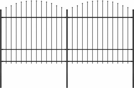 Vidaxl Panele Ogrodzeniowe Z Grotami, Stal, (1,5-1,75) X 3,4 M, Czarne