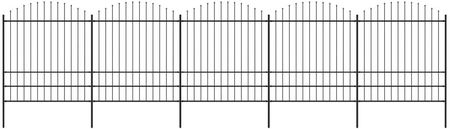 Vidaxl Panele Ogrodzeniowe Z Grotami, Stal, (1,75-2) X 8,5 M, Czarne
