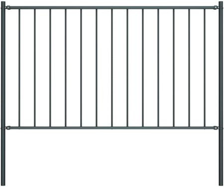 Vidaxl Panel Ogrodzeniowy Ze Słupkami, Kryta Proszkowo Stal, 1,7X0,75M