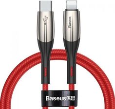 Baseus USB-C do Lightning Horizontal Power Delivery dioda LED 1m czerwony (CATLSP09)