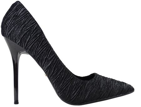 Atłasowe czarne szpilki modne buty damskie