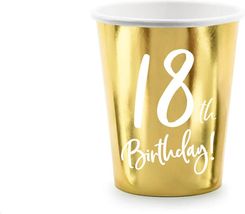 Zdjęcie Party Deco Kubeczki Na Osiemnaste Urodziny 18Th Birthday! Złote 220Ml 6Szt - Łagów