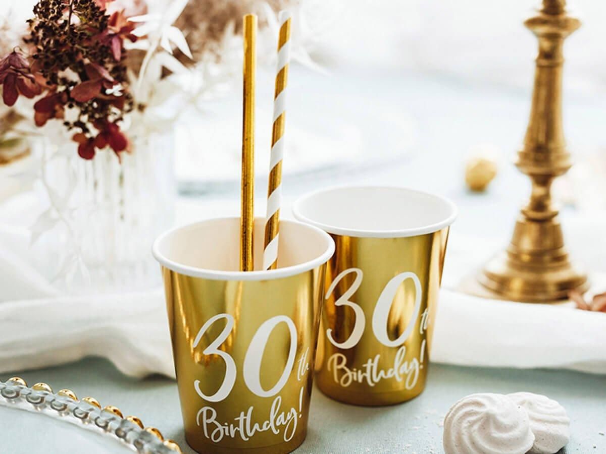 Party Deco Kubeczki Na Trzydzieste Urodziny 30H Birthday! Złote 220Ml 6Szt - zdjęcie 1 Party Deco Kubeczki Na Trzydzieste Urodziny 30H Birthday! Złote 220Ml 6Szt