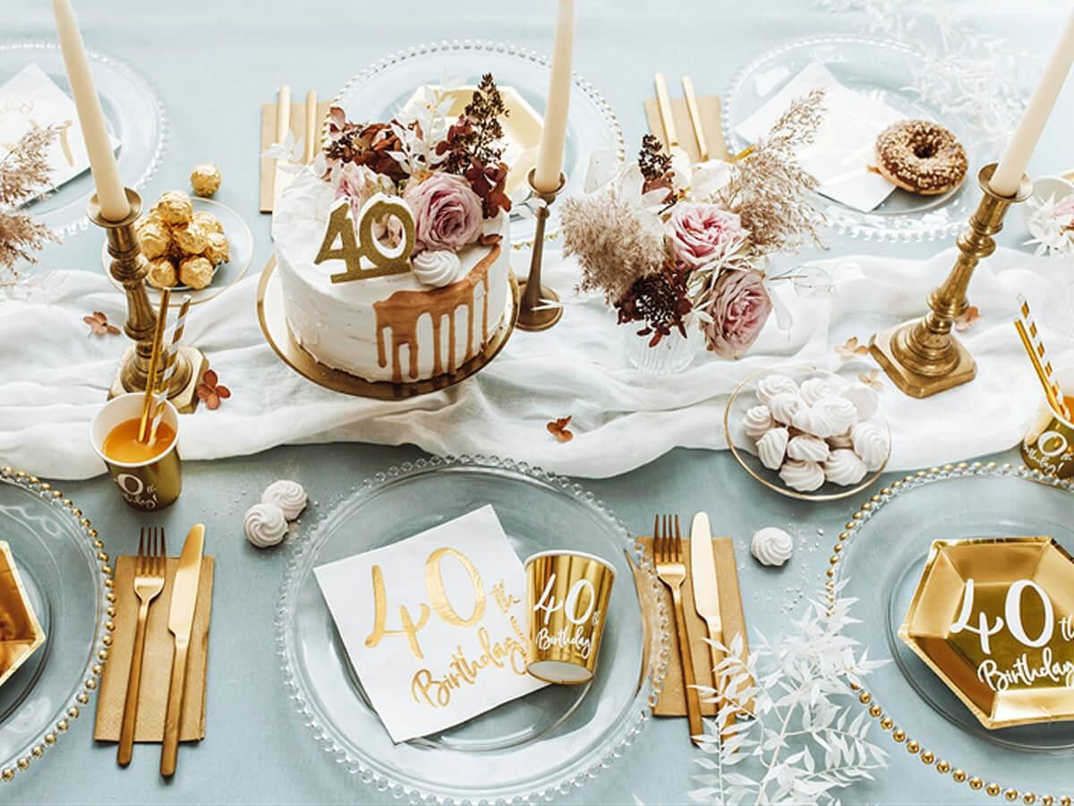 Party Deco Talerzyki Na Czterdzieste Urodziny Złote 20Cm 6Szt - zdjęcie 1 Party Deco Talerzyki Na Czterdzieste Urodziny Złote 20Cm 6Szt