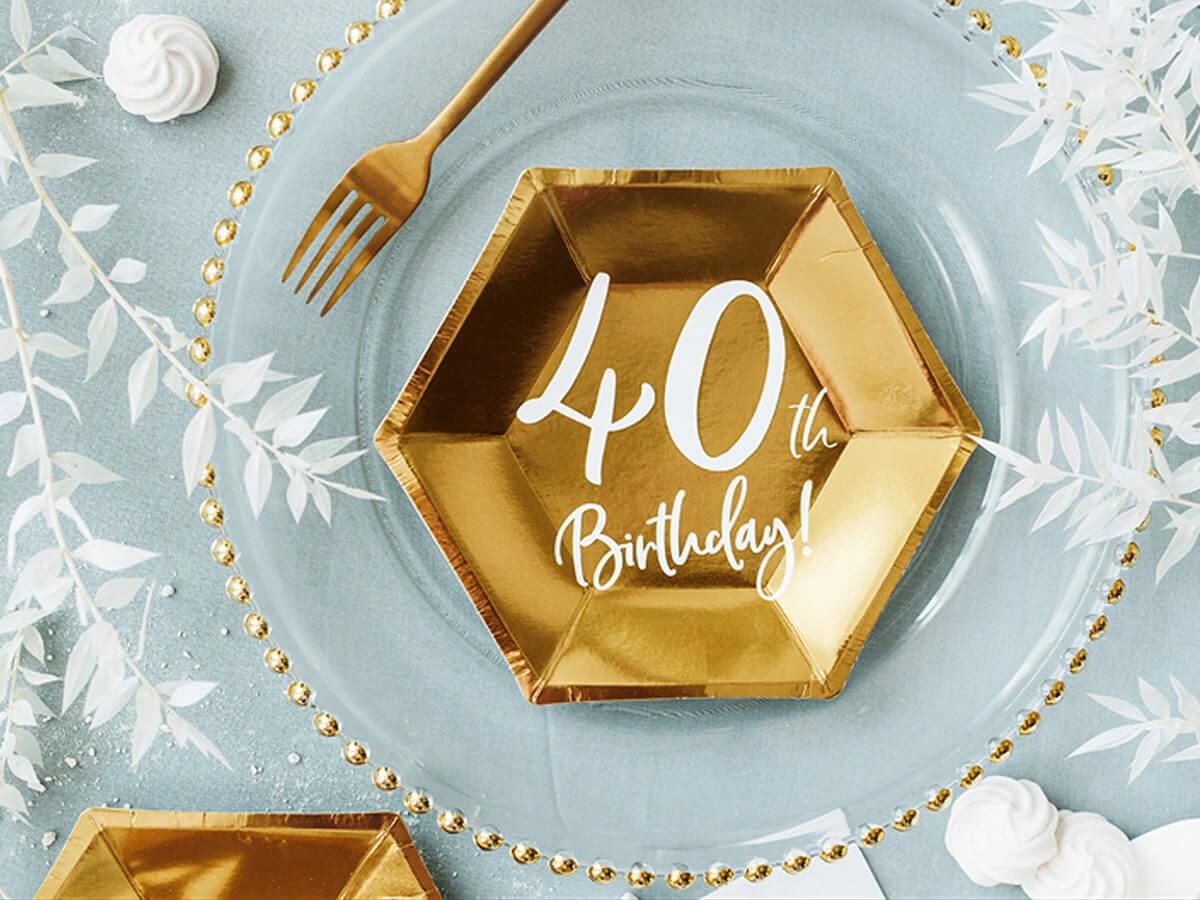 Party Deco Talerzyki Na Czterdzieste Urodziny Złote 20Cm 6Szt - zdjęcie 2 Party Deco Talerzyki Na Czterdzieste Urodziny Złote 20Cm 6Szt