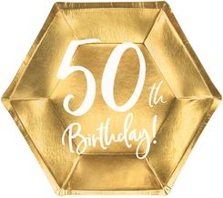 Zdjęcie Party Deco Talerzyki Na Pięćdziesiąte Urodziny Złote 20Cm 6Szt - Bydgoszcz