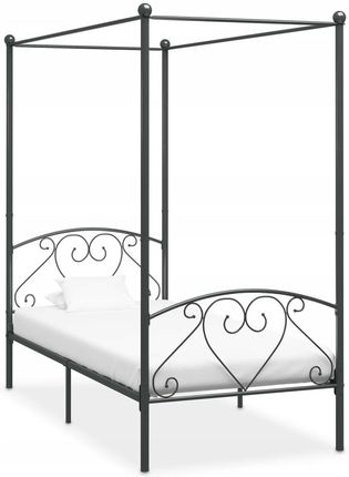 Rama łóżka z baldachimem, szara, metalowa, 90 x 20