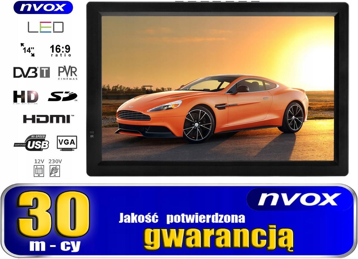 Nvox Telewizor samochodowy 13 cali Dvbt Usb Sd 12V - zdjęcie 3 Nvox Telewizor samochodowy 13 cali Dvbt Usb Sd 12V