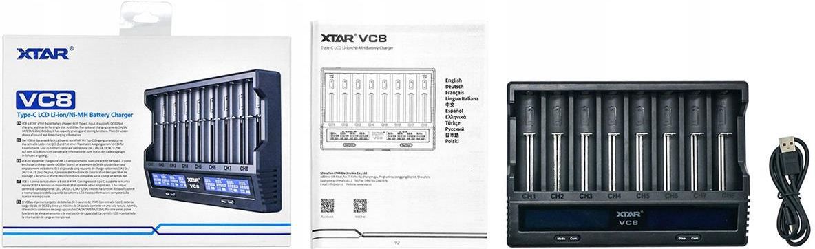 XTAR ŁADOWARKA DO AKUMULATORÓW CYLINDRYCZNYCH LI-ION I NIMH  VC8 
