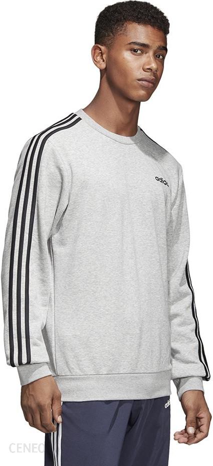 Bluza męska adidas Essentials 3 Stripes Crewneck FT szara DU0486 - Ceny i opinie -