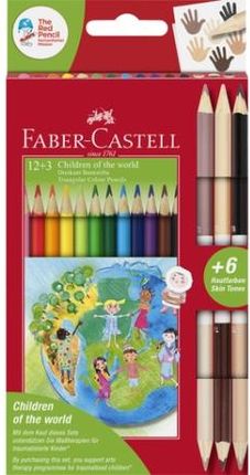 Kredki Trójkątne Edycja "Children Of The World" - 12 Kol. + 3 Kredki Dwustronne Faber-Castell (201744 Fc)