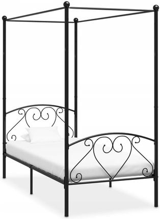 Rama łóżka z baldachimem, czarna, metalowa, 100 x