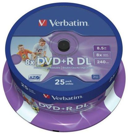 Verbatim DVD+R DL 8.5GB 8x Printable (cake box, 25szt)