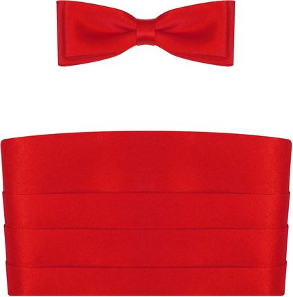 Modini Moda Męska Czerwony pas smokingowy z muchą slim PS01
