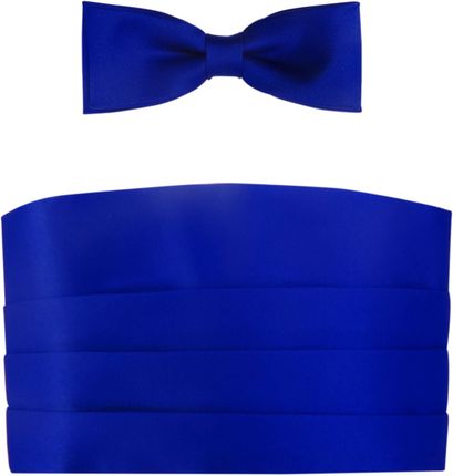 Modini Moda Męska Kobaltowy - niebieski pas smokingowy z muchą slim