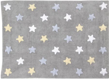 Lorena Canals Dywan bawełniany Tricolor Star Gris/Azul 120x160cm