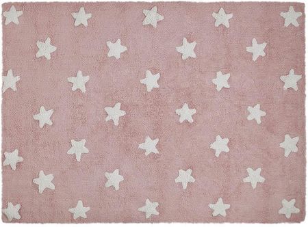 Lorena Canals Dywan bawełniany Pink Stars White 120x160cm