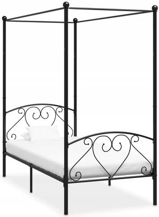 Rama łóżka z baldachimem,czarna,metalowa,90 x 200