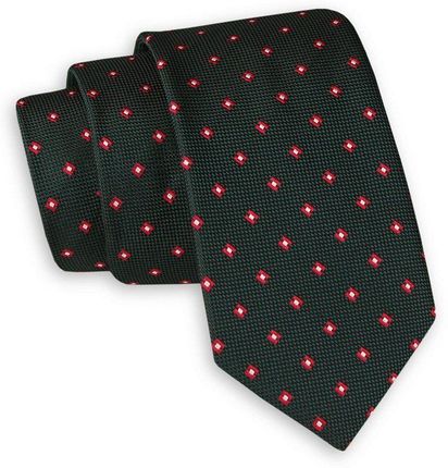 Ciemny Zielony Elegancki Krawat -Angelo di Monti- 6 cm, Męski, w Czerwono-Biały Geometryczny Wzór KRADM1718