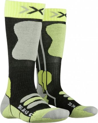 X Socks Skarpety Ski Jr 4.0 Anthracite Melange Green Lime