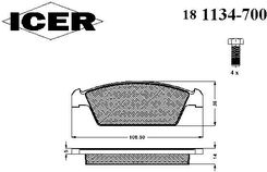 Zdjęcie Klocki hamulcowe - komplet ICER 181134-700 - Radzyń Chełmiński